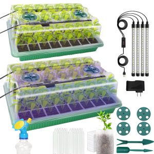 2-Pack Seed Starter Tray with Develop Gentle – 80 Cells Sensible Timer Seedling Package with Humidity Dome for Plant Seed Germination