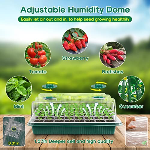 BlumWay 2-Pack Seed Starter Tray Set with Develop Mild, 80 Cell Seedling Trays that includes Humidity Dome/Indoor Plant Germination Equipment, Adjustable Brightness