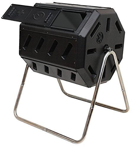 FCMP Out of doors IM4000 Twin Chamber Rotating Composter - Canadian-Made, 100% Recycled Resin Compost Tumbler Bin for Backyard, Kitchen, and Yard Waste, Black (37 Gallons)