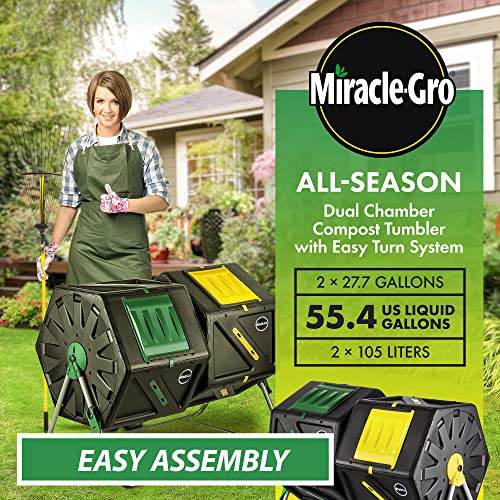 Miracle-Gro Giant Twin Chamber Compost Tumbler – Consumer-Pleasant, Fast-Processing Composter – All-Season, Sturdy, Excessive-Capability System with 2 Sliding Doorways - (2 x 27.7 gallons /...