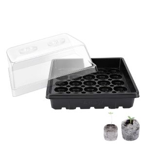 Set of 4 Sturdy Plastic Seed Starter Trays with 4″ Humidity Dome and Pellet Holder for 100 Jiffy Peat Pellets (30mm, 36mm, & 42mm) – Perfect for Seed Beginning, Germination, and…