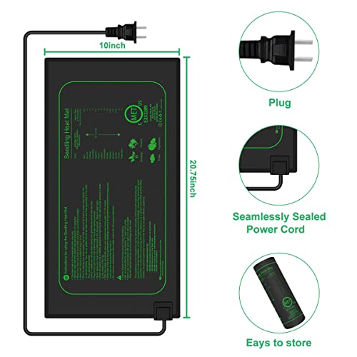 Set of two - 21W Waterproof Warmth Mats for Seedling Germination, 10" x 20.75" Heating Pads for Indoor Plant Development